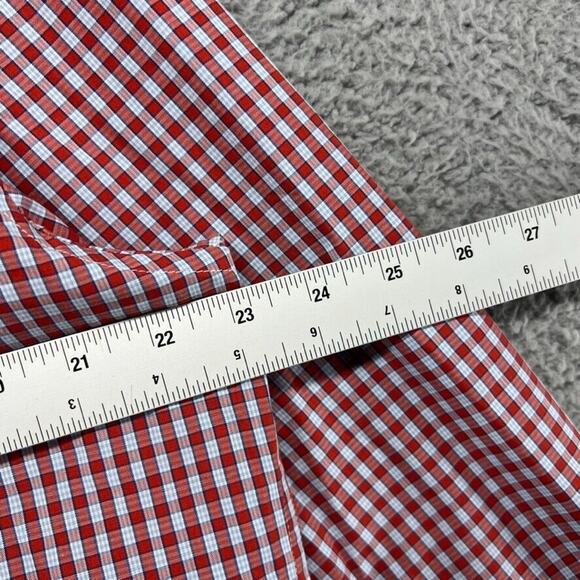 Peter England Shirt Men's 44 Extra Large Red Blue Gingham Check Plaid Slim Fit - Picture 6 of 10